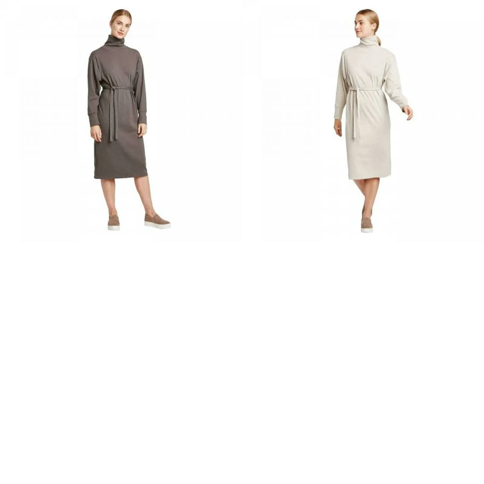 Prologue Women's Long Sleeve Mock Turtleneck Shirt Midi Dress