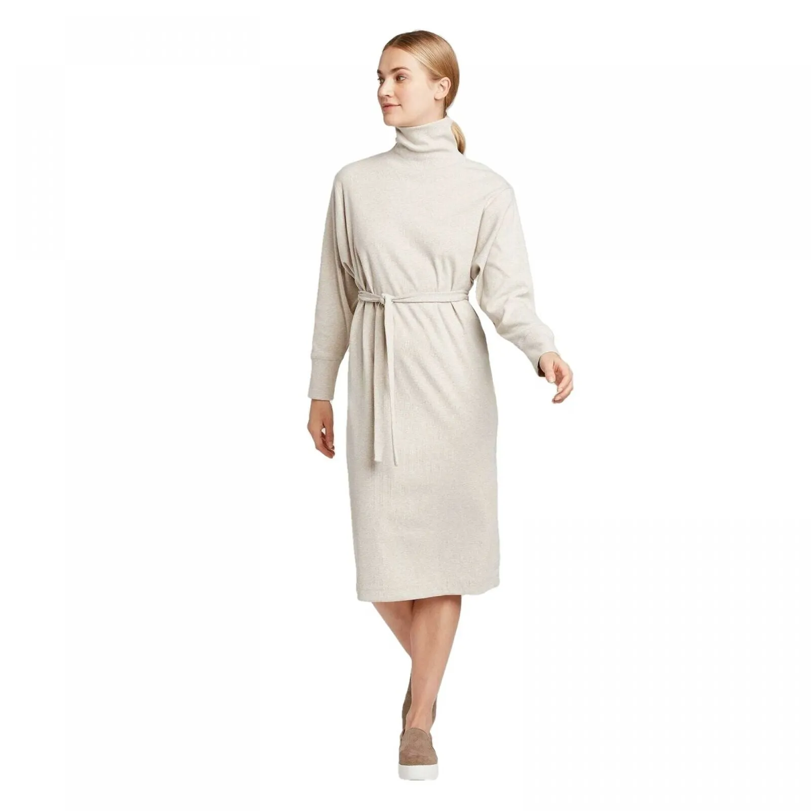 Prologue Women's Long Sleeve Mock Turtleneck Shirt Midi Dress