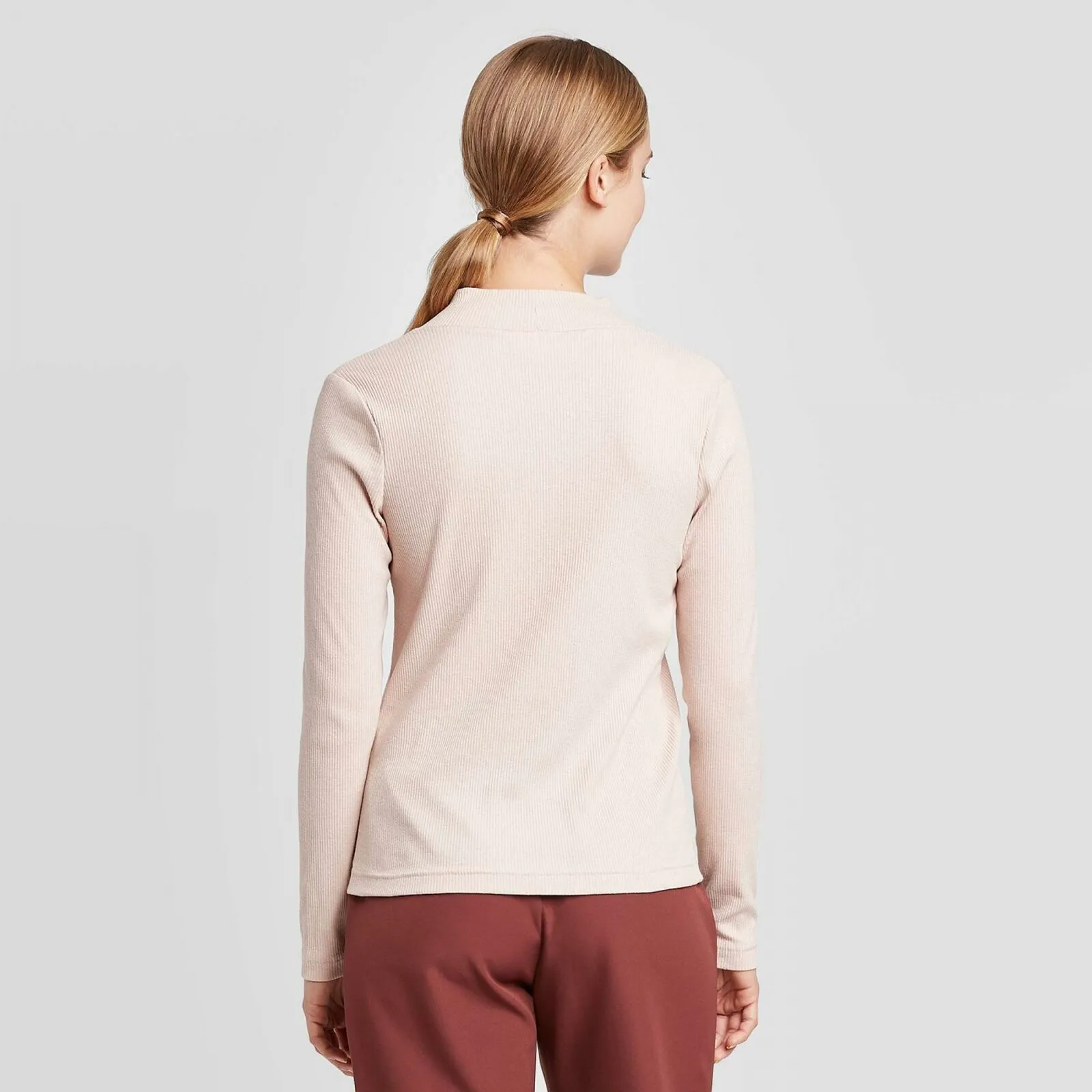 Prologue Women's Long Sleeve Rib Knit V-Neck Top