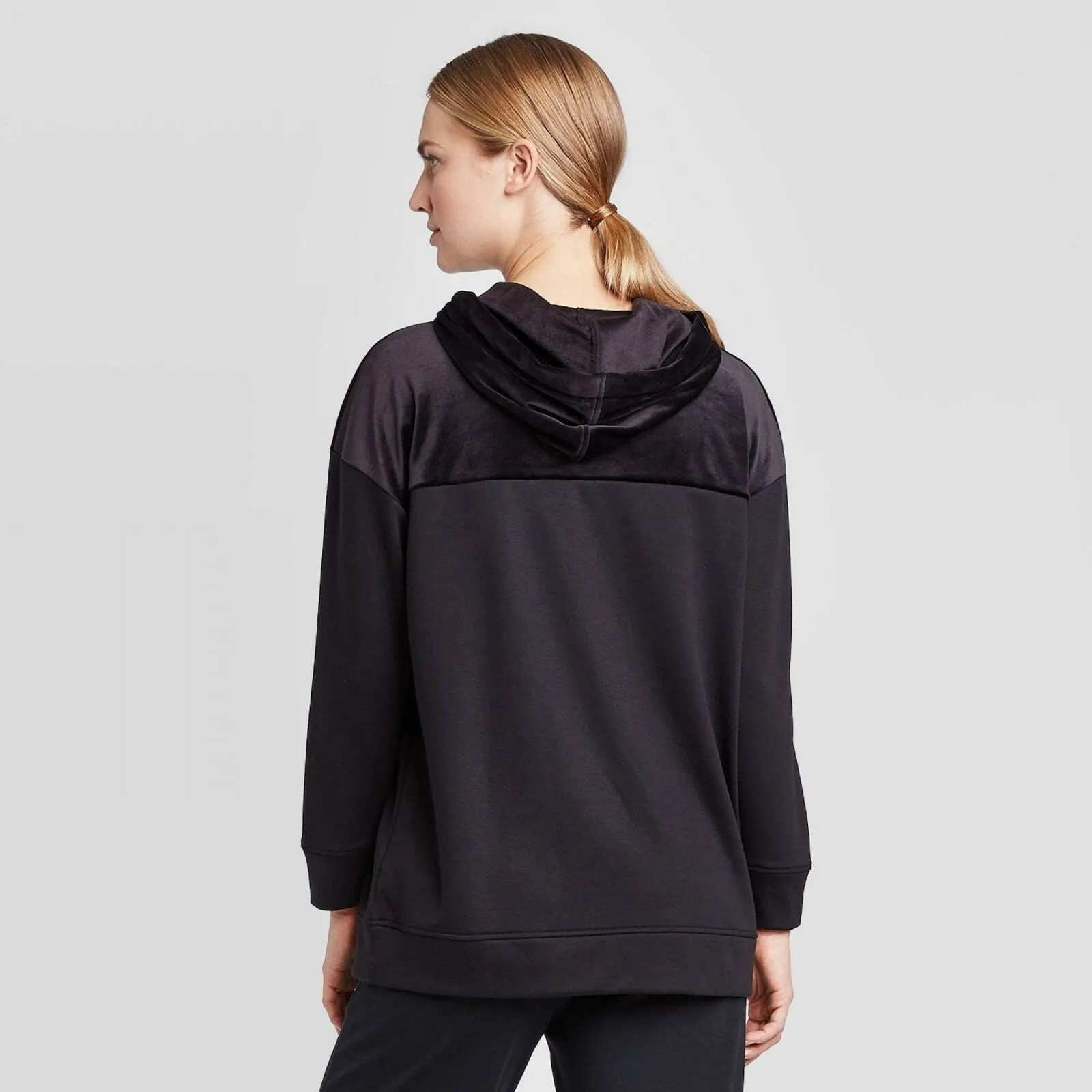 Prologue Women's Velour Paneled Hooded Sweatshirt