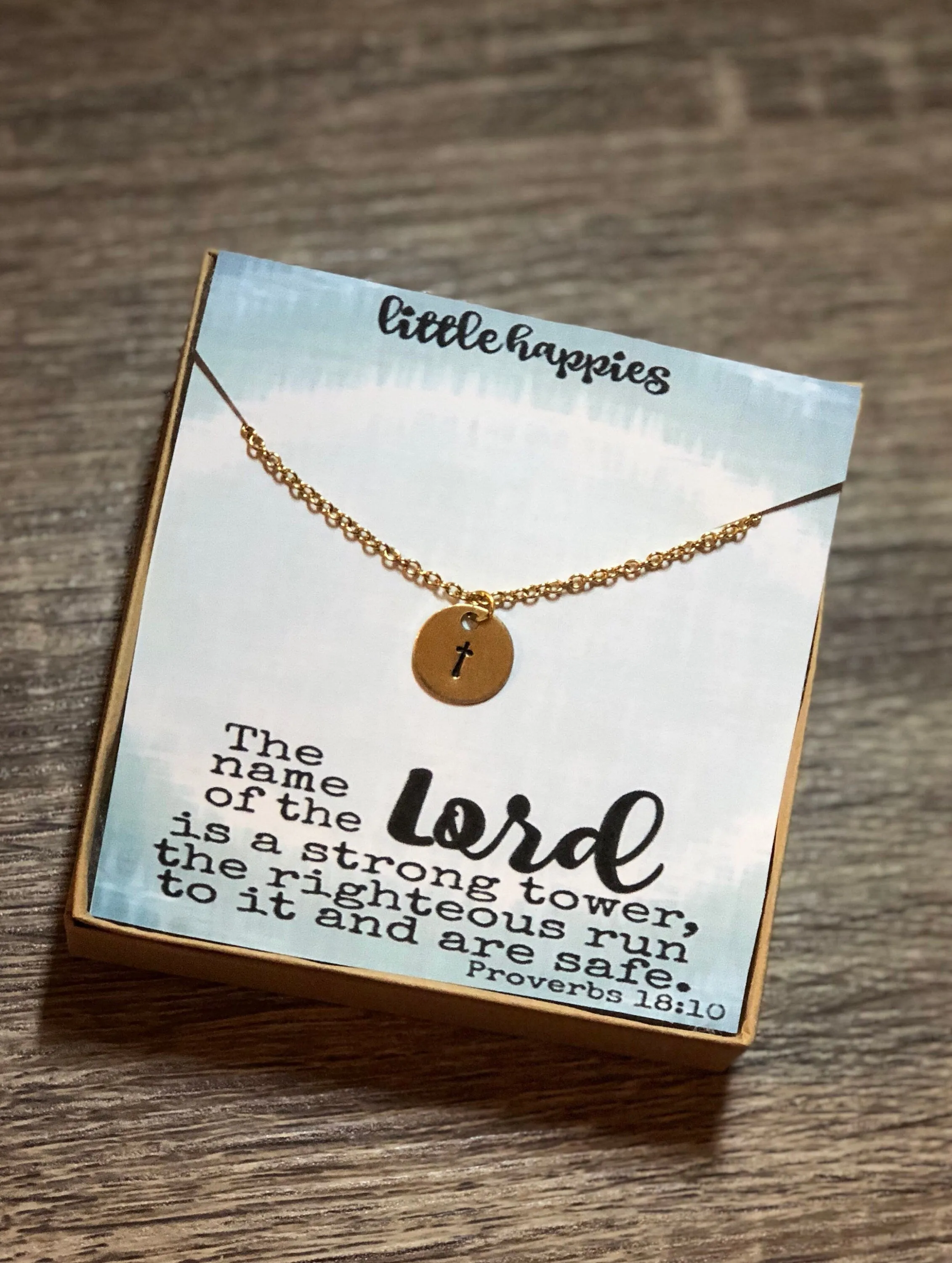 Proverbs 18:10 Cross Necklace, Gift for her, inspirational gift, sympathy gift, Christian gift, bible verse, personalized card