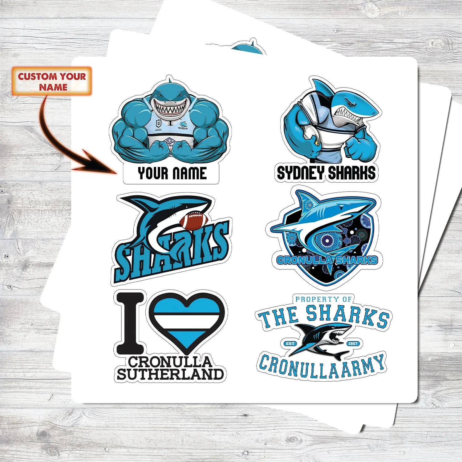 PT97 - CUSTOM STICKERS - CRONULLA SHARKS 115