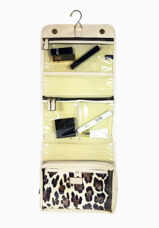 Pursen Getaway Toiletry Case Cream Leopard