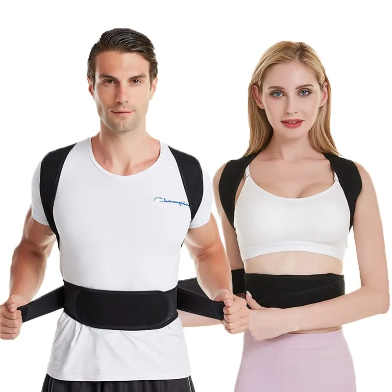 QOZWEID Posture Corrector for Men Back Support Belt for Pain Relief for Women Adjustable Upper Back Straightener Shoulder and Chest Brace (L)
