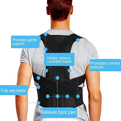 QOZWEID Posture Corrector for Men Back Support Belt for Pain Relief for Women Adjustable Upper Back Straightener Shoulder and Chest Brace (L)
