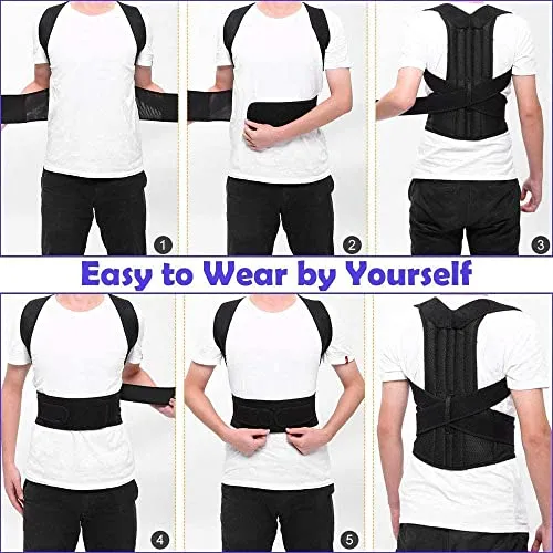 QOZWEID Posture Corrector for Men Back Support Belt for Pain Relief for Women Adjustable Upper Back Straightener Shoulder and Chest Brace (L)