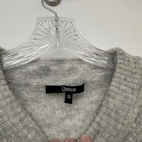 Quince Womens S Gray Merino Wool Baby Alpaca Sweater Textured Cozy Sweater Basic