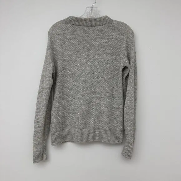 Quince Womens S Gray Merino Wool Baby Alpaca Sweater Textured Cozy Sweater Basic