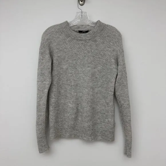 Quince Womens S Gray Merino Wool Baby Alpaca Sweater Textured Cozy Sweater Basic