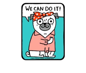 "We Can Do It" Dog Big Sticker