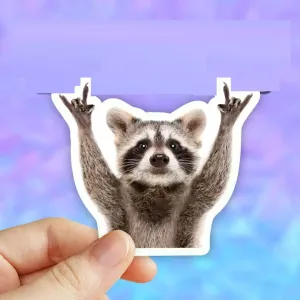 Raccoon Rock Sign Sticker