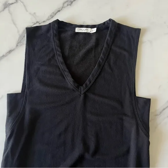 Rag &amp; Bone Phoenix Knit V-Neck Dress Black Sz Small Minimalist Lagenlook summer