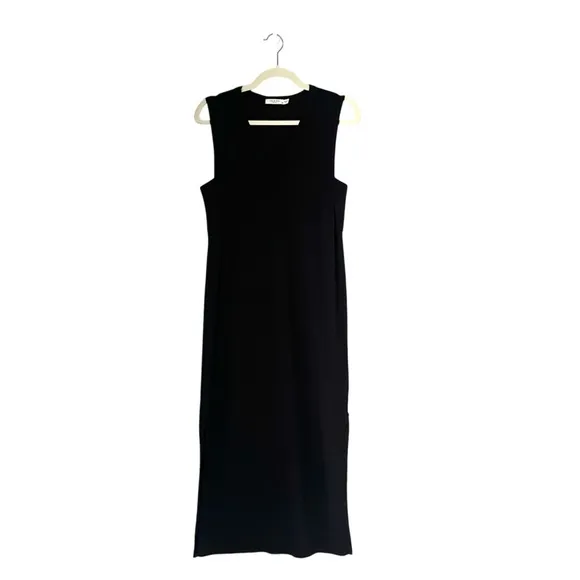 Rag &amp; Bone Phoenix Knit V-Neck Dress Black Sz Small Minimalist Lagenlook summer