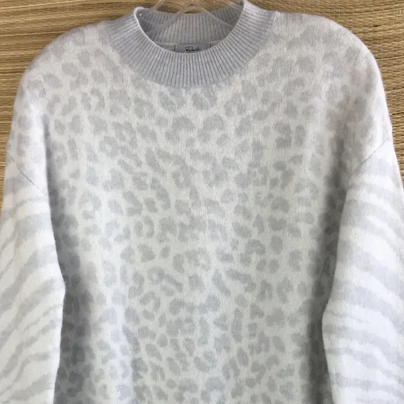Rails Slouchy Sweater Leopard Titanium Spot Wool Cashmere Blend CrewNeck Sz XS