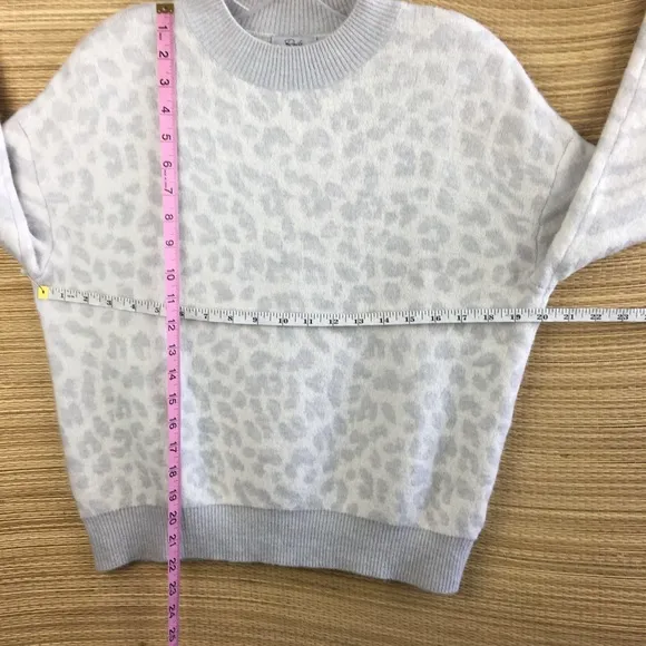 Rails Slouchy Sweater Leopard Titanium Spot Wool Cashmere Blend CrewNeck Sz XS
