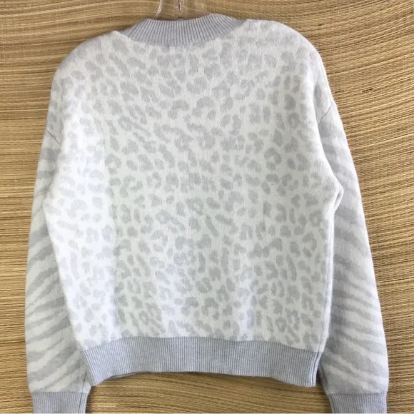 Rails Slouchy Sweater Leopard Titanium Spot Wool Cashmere Blend CrewNeck Sz XS
