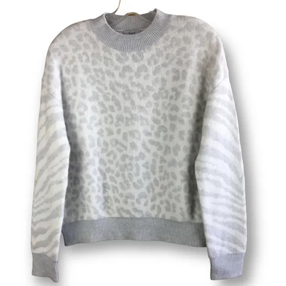 Rails Slouchy Sweater Leopard Titanium Spot Wool Cashmere Blend CrewNeck Sz XS