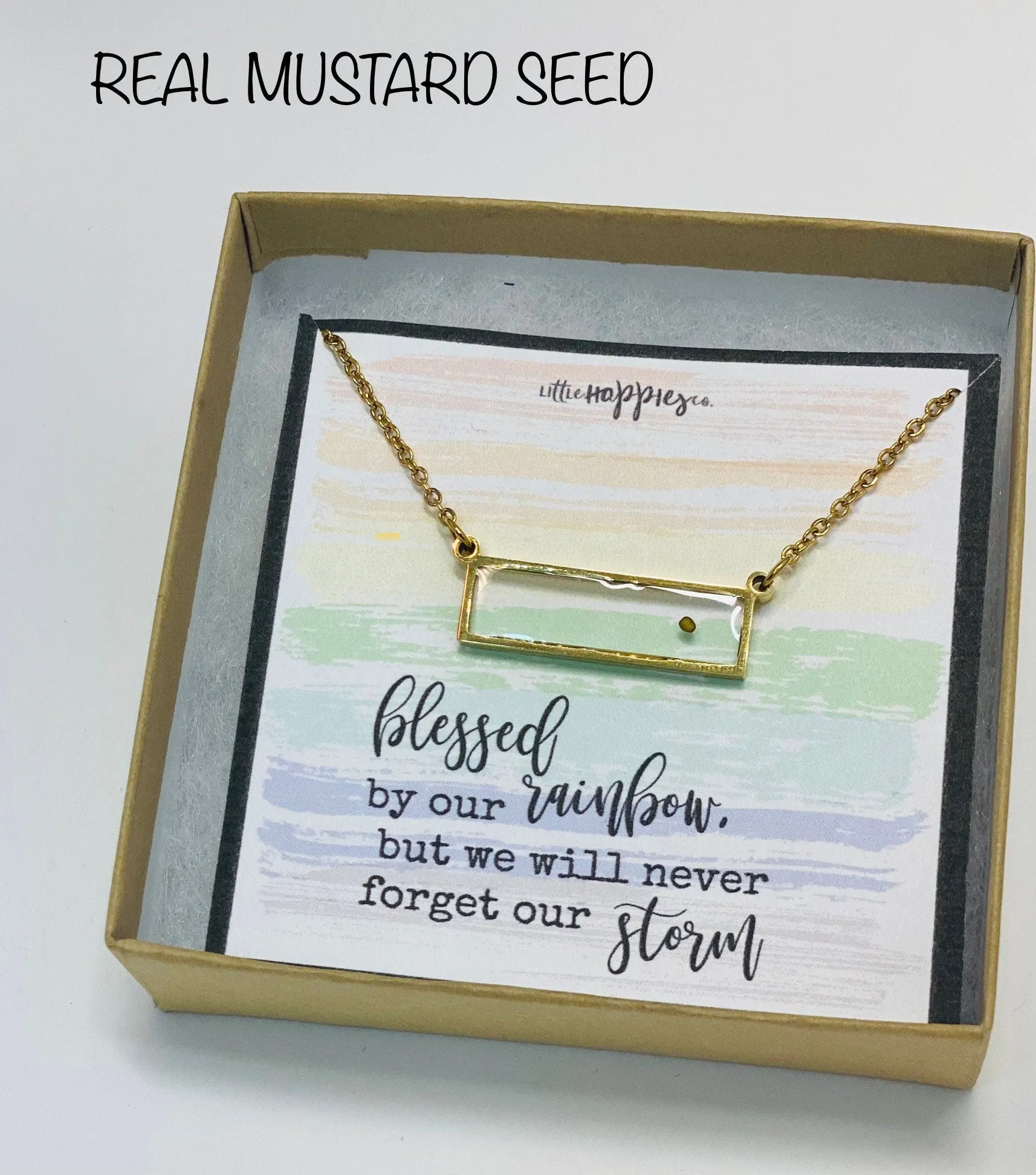 Rainbow Baby Gift, Rainbow Baby Gift for Mom, Mustard Seed Necklace, Baby after Miscarriage, Baby after loss, Rainbow Baby Necklace