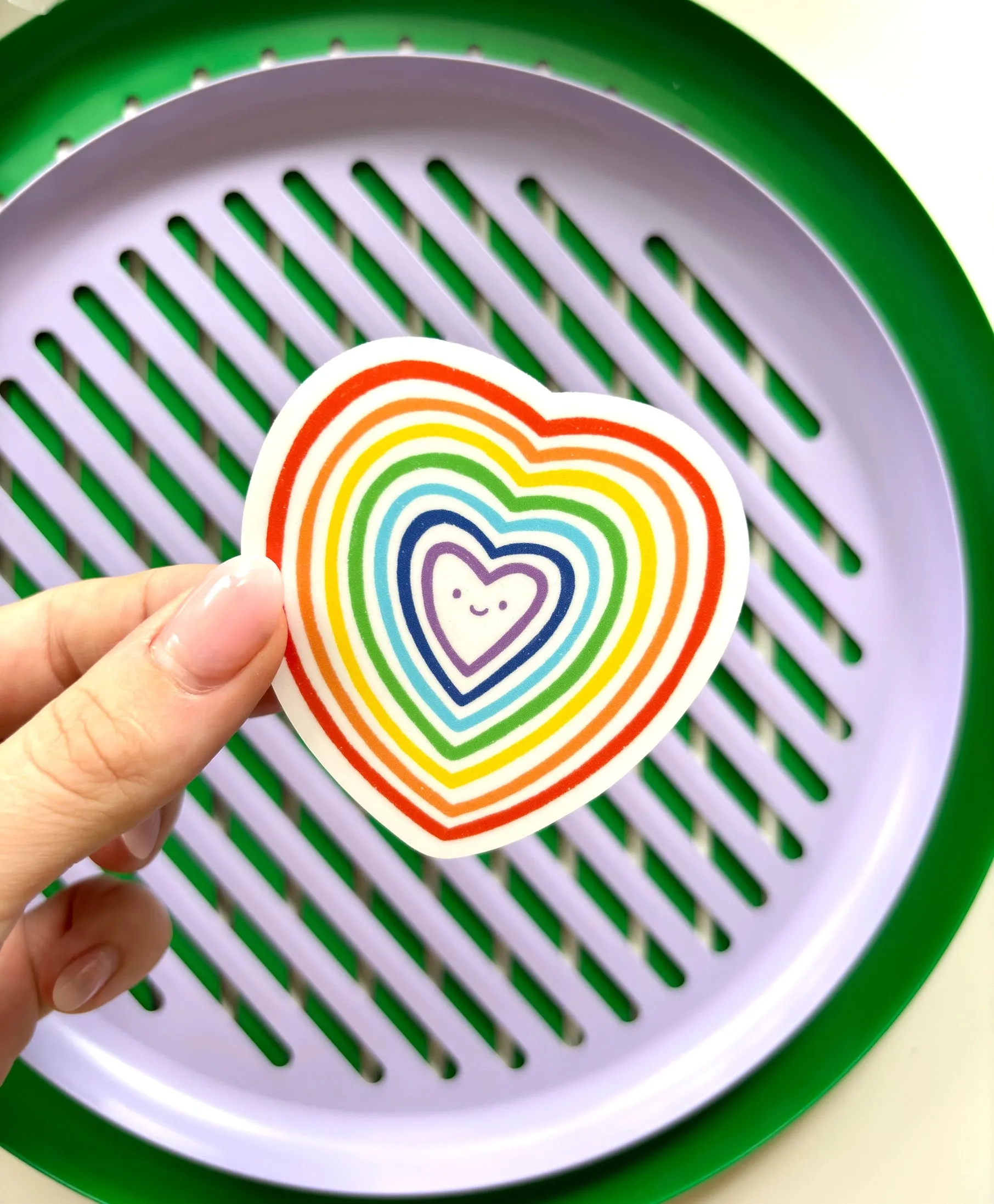 Rainbow Heart Sticker - Cute Waterproof Matte Vinyl Pride