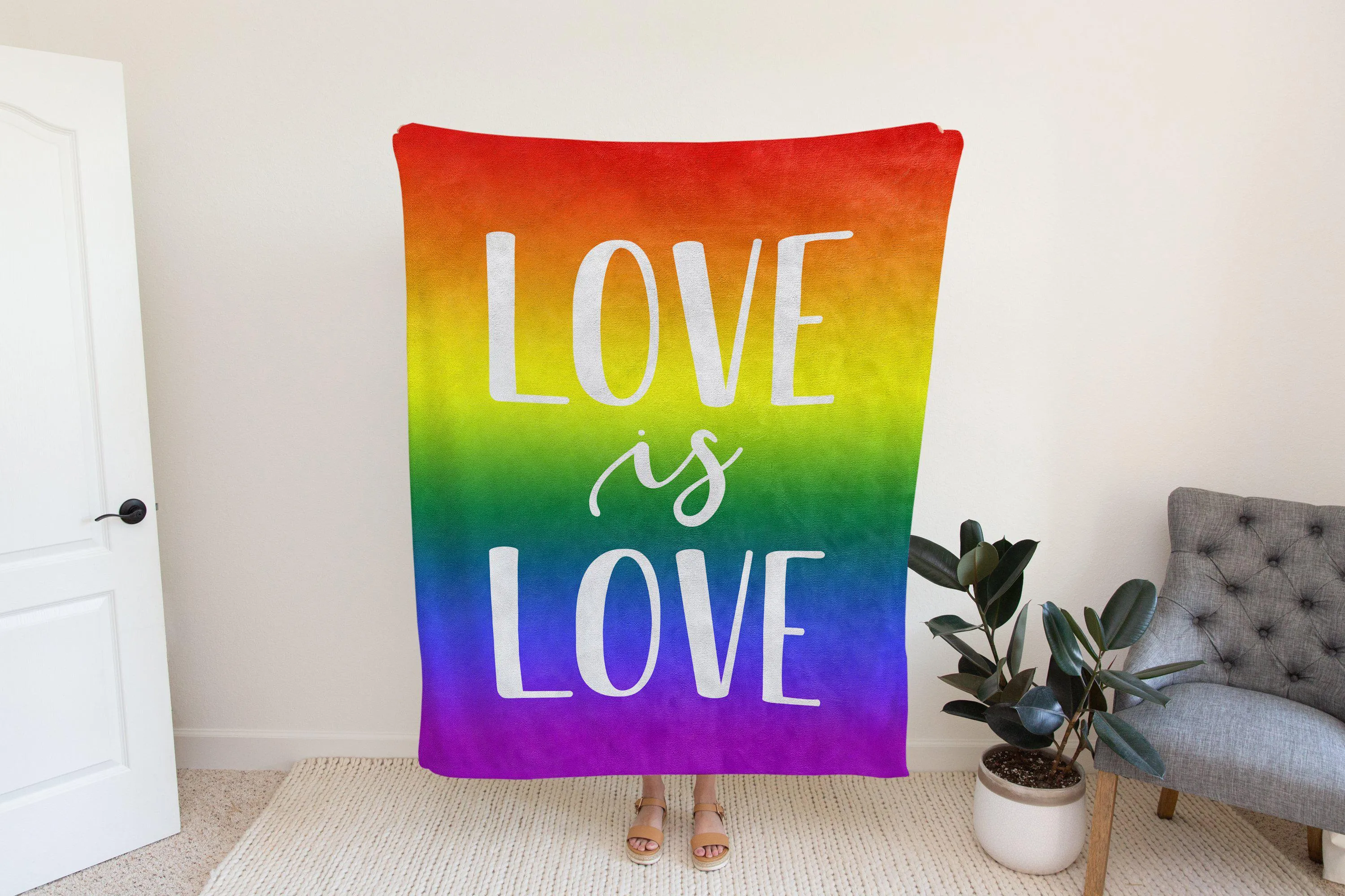Rainbow Love is Love Pride Blanket