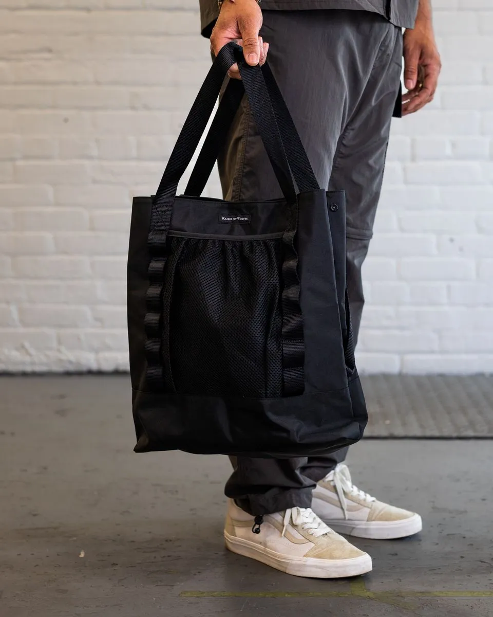 RAISED BY WOLVES CONVERTIBLE TOTE BAG - BLACK