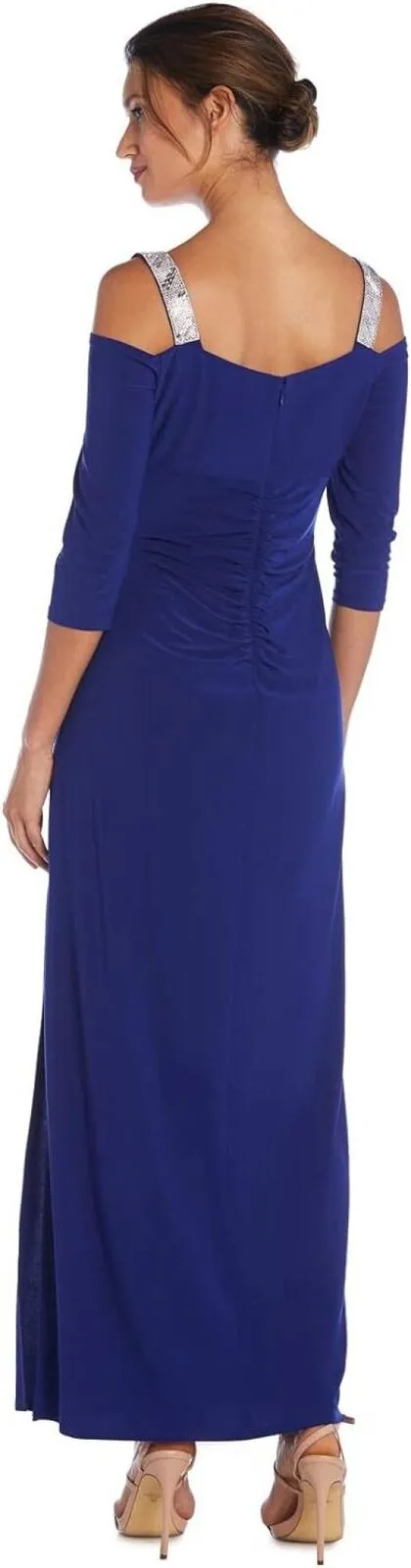 R&m Richards Womens Missy Cold Shoulder Rhinestone Dress 5659 Electric Blue 10