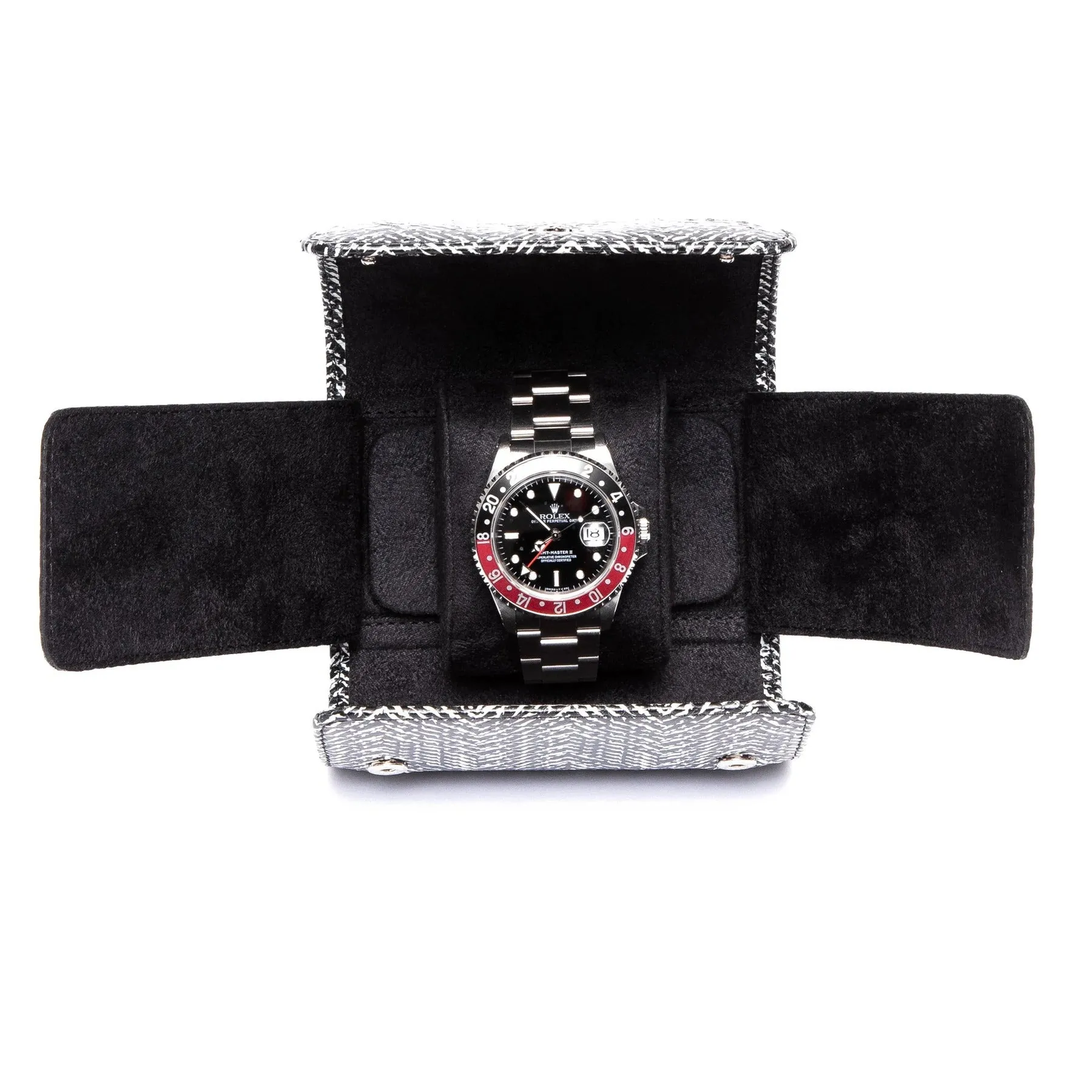 Rapport - Marlow Single Watch Roll in Black Herringbone | D144