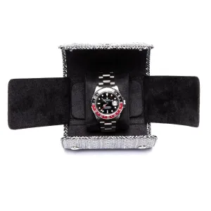 Rapport - Marlow Single Watch Roll in Black Herringbone | D144