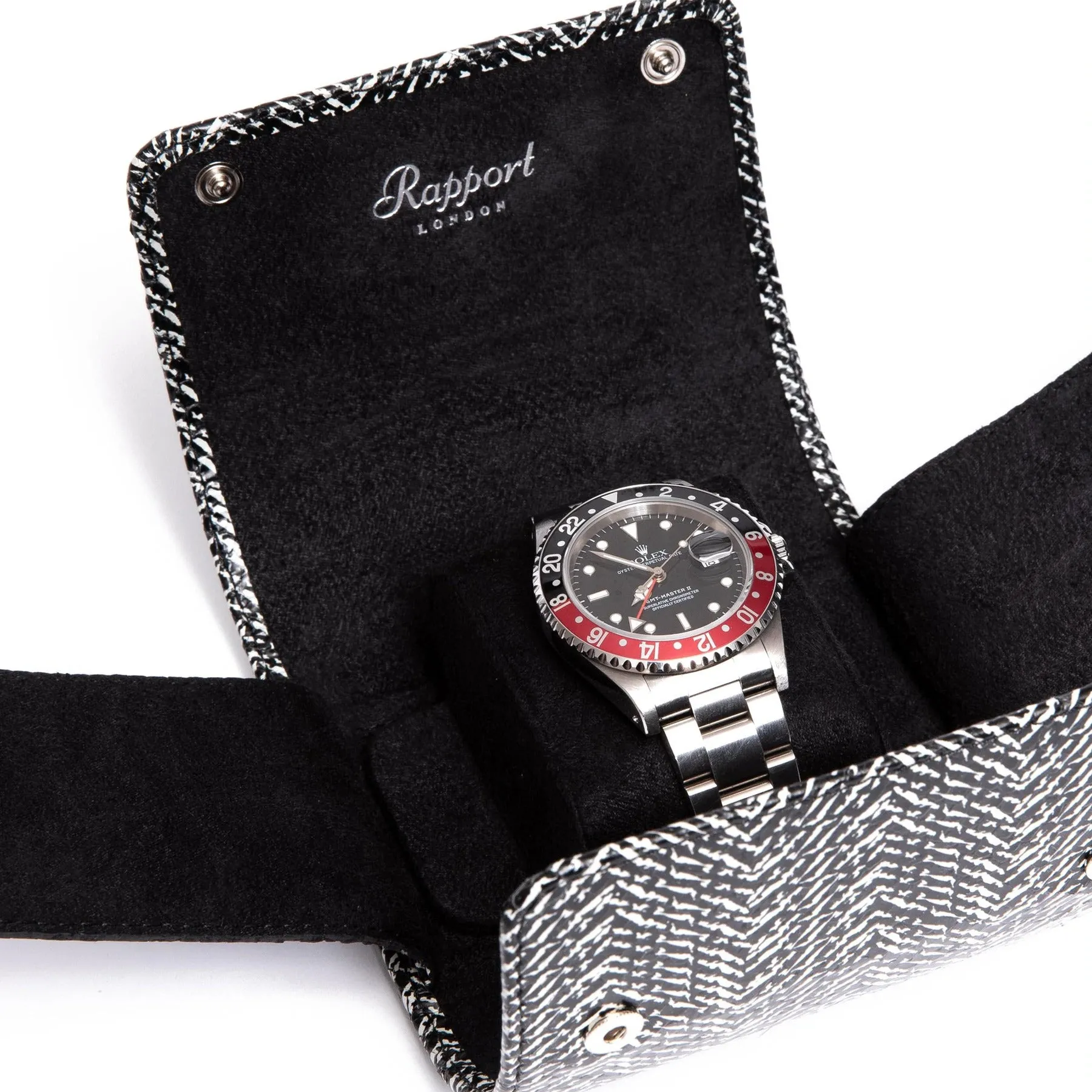 Rapport - Marlow Single Watch Roll in Black Herringbone | D144