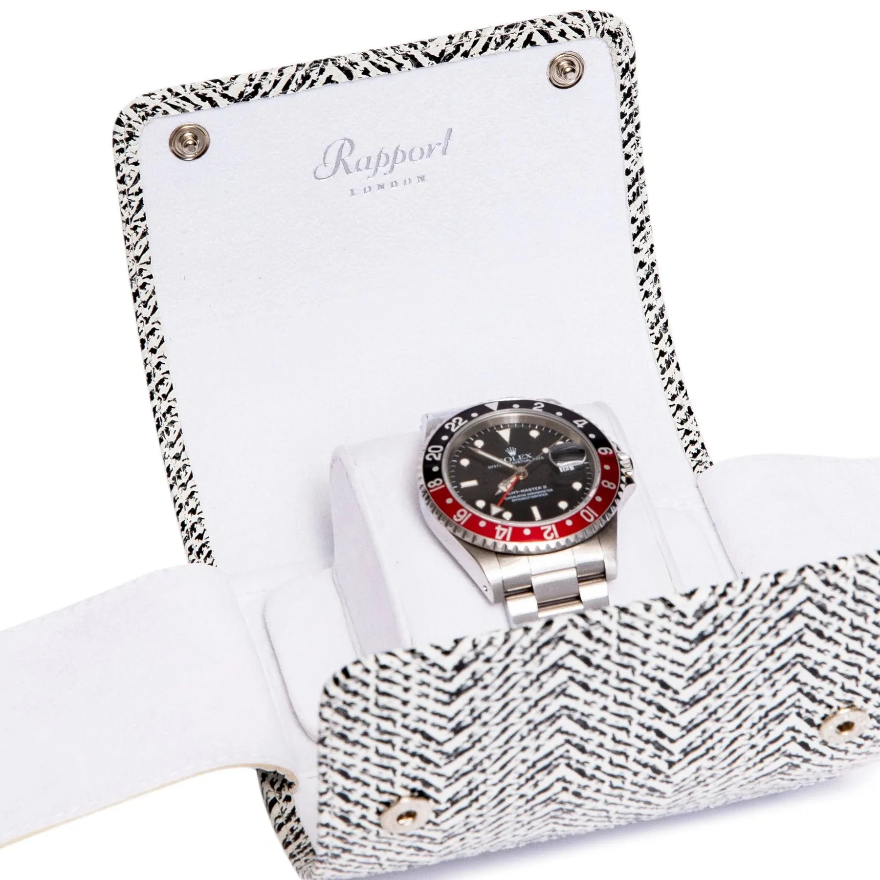 Rapport - Marlow Single Watch Roll in White Herringbone | D145