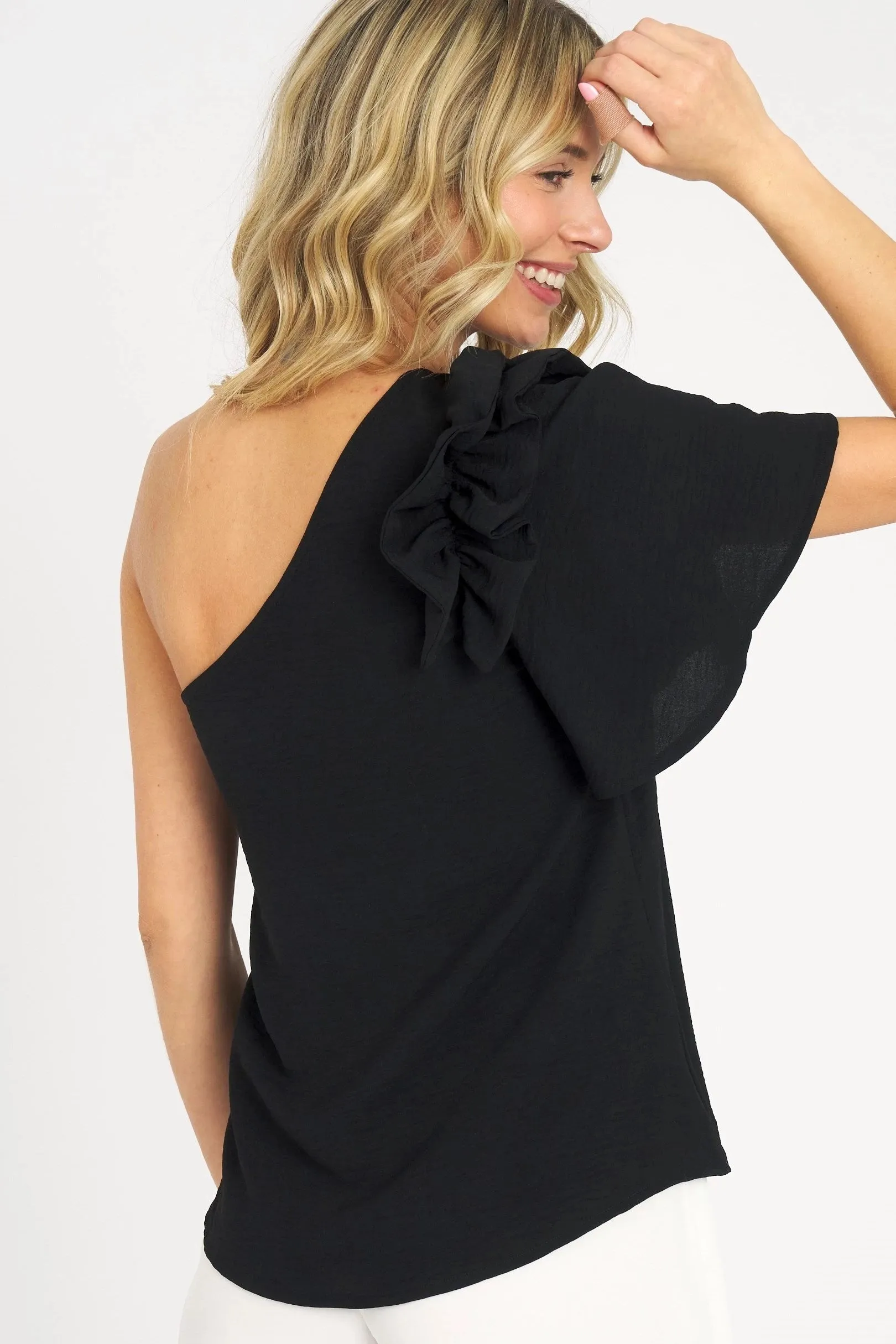 Ready For Sunshine One Shoulder Ruffle Top-Multiple Colors Available