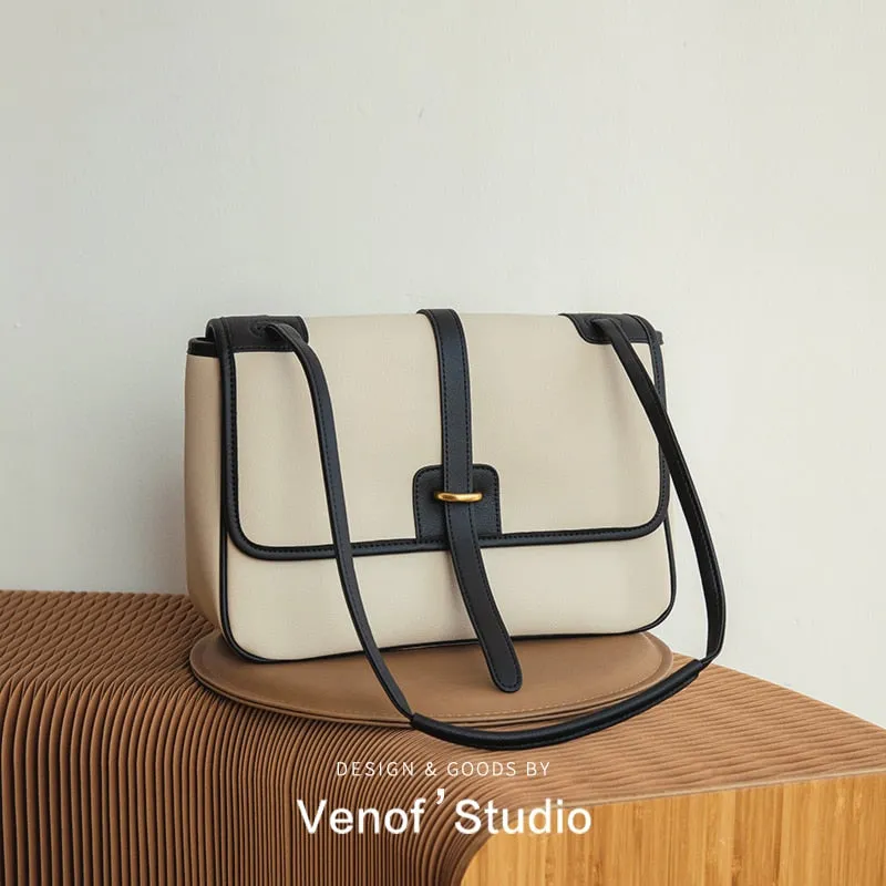 Realaiot Autumn And Winter Leather One Shoulder Bag For Women Retro Ladies Crossbody Satchels Sling Commuter Envelope Designer Bags