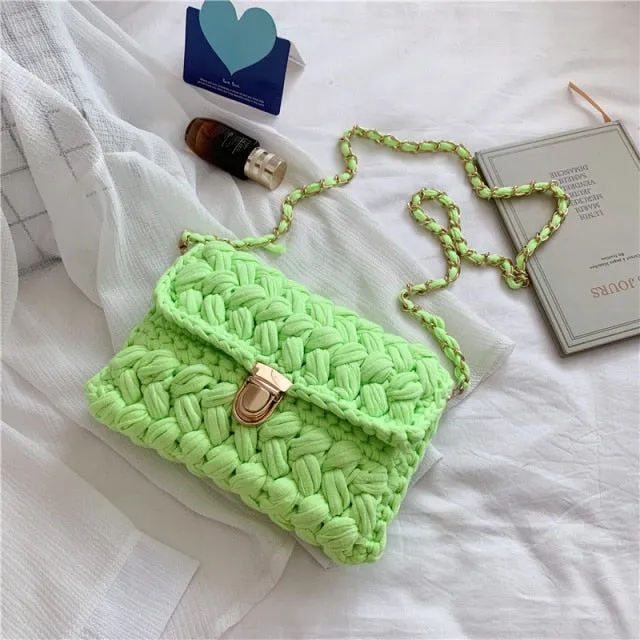 Realaiot Bags for Women Hand Woven Bag Strip Thread Hook Knitted Women's Shoulder/Crossbody Bag Clutch Bag bag