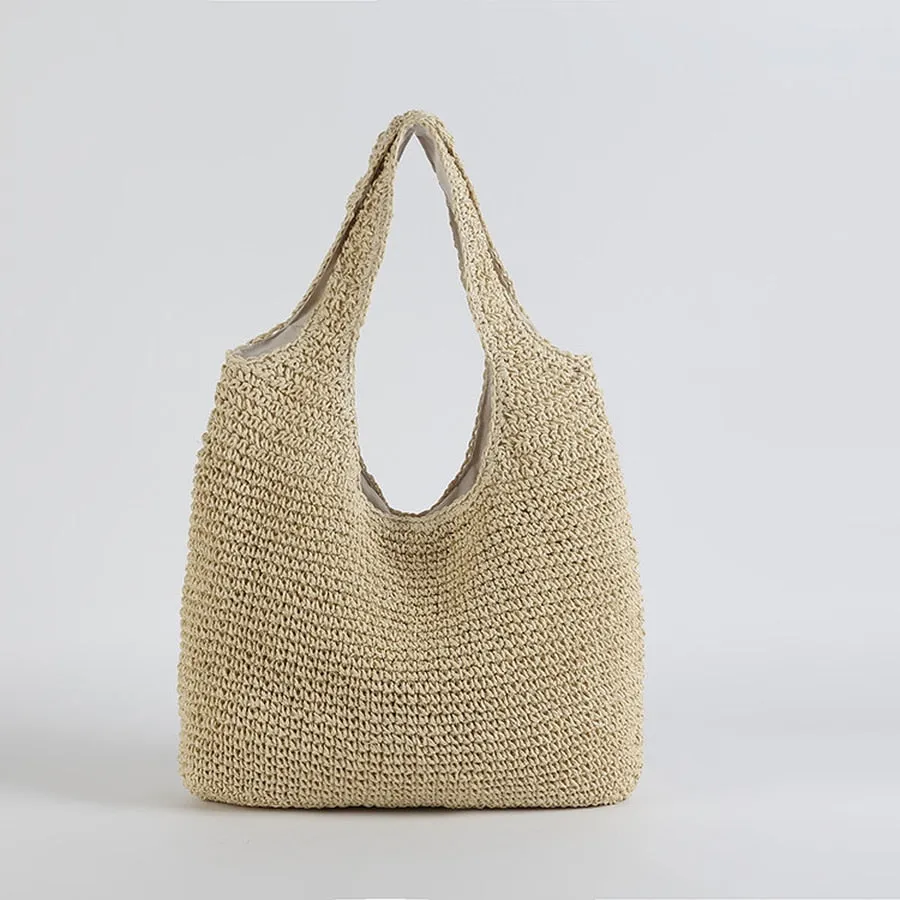 Realaiot Fashion Rattan Women Shoulder Bags Wikcer Woven Female Handbags Large Capacity Summer Beach Straw Bags Casual Tote Purses
