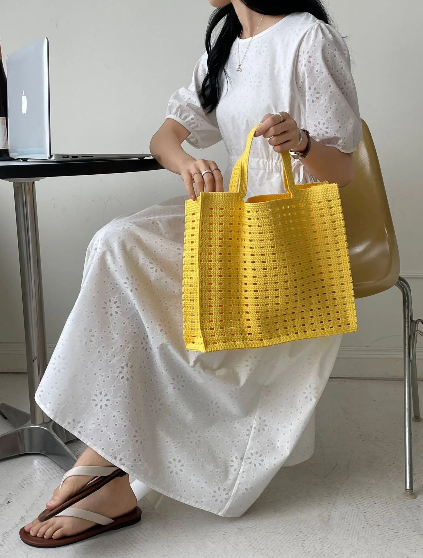 Realaiot Handbags Shopping Women Bag Totes Female Hollow Out Crochet Spring Summer Hand-woven Hollow-out Fashion Tote Purple Bags