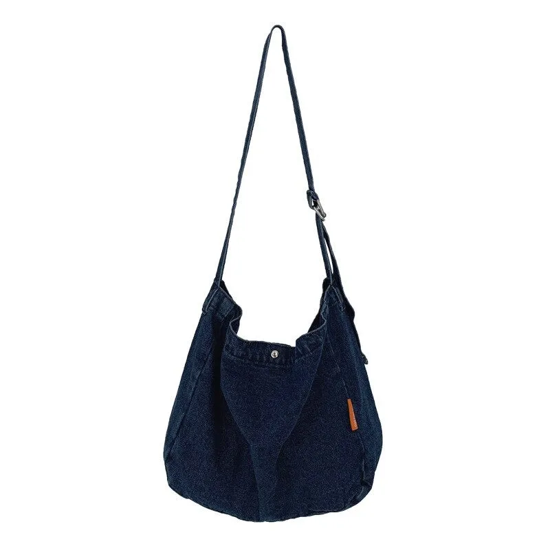 Realaiot Korean Denim Women Shoulder Satchels Female Student Messenger Bags Large Fashion Crossbody Bag Cotton Cloth Handbags Shoppers