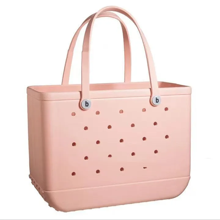 Realaiot Large Capacity Women EVA Soft Basket Fashion Shoulder Bag for Ladies Beach Vacation Shopping Use Waterproof Casual Handbag