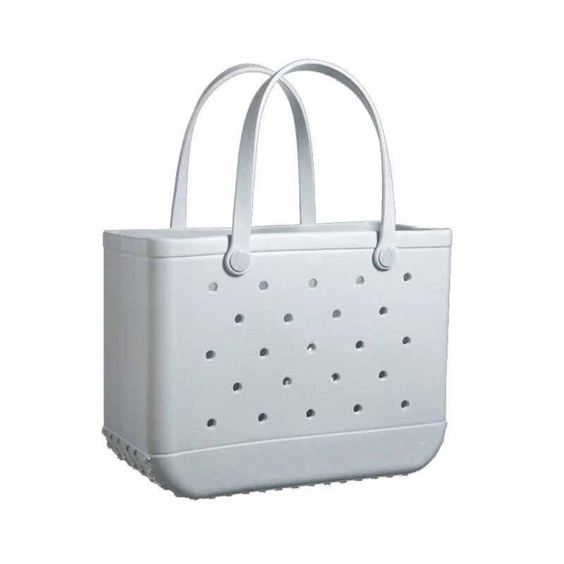 Realaiot Large Capacity Women EVA Soft Basket Fashion Shoulder Bag for Ladies Beach Vacation Shopping Use Waterproof Casual Handbag