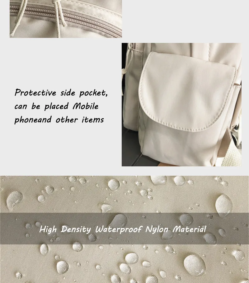Realaiot Unisex Large Capacity Students Backpack Korean Pure Color Boys Girls Campus Style Schoolbag Nylon Waterproof Travel Bag Fashion