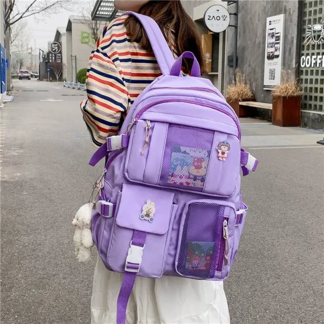 Realaiot Women Large Capacity Travel Backpack Female Multi-pocket College Waterproof School Bags Transparent Pocket Laptop Backpacks