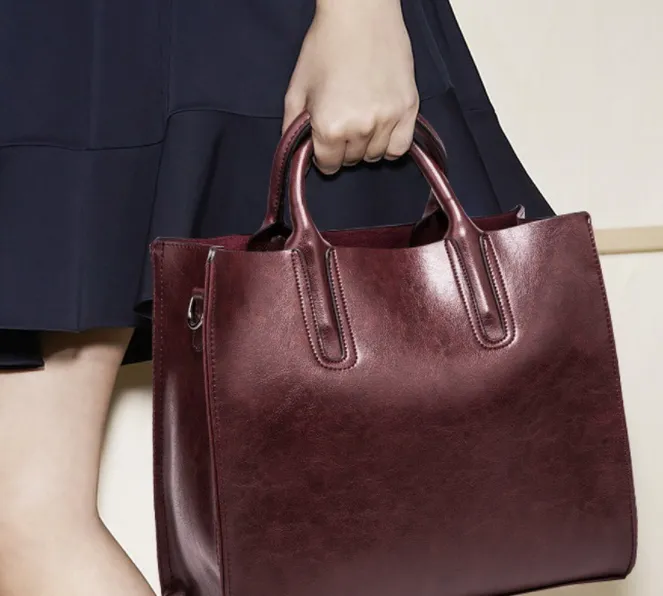 Realaiot Women Leather Bags Famous Brands Handbag Casual Female Bag Trunk Tote Ladies Shoulder Bag Large Messenger Bag  Large Capacity