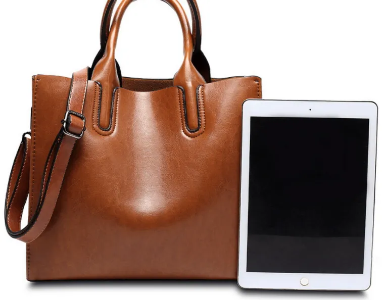 Realaiot Women Leather Bags Famous Brands Handbag Casual Female Bag Trunk Tote Ladies Shoulder Bag Large Messenger Bag  Large Capacity