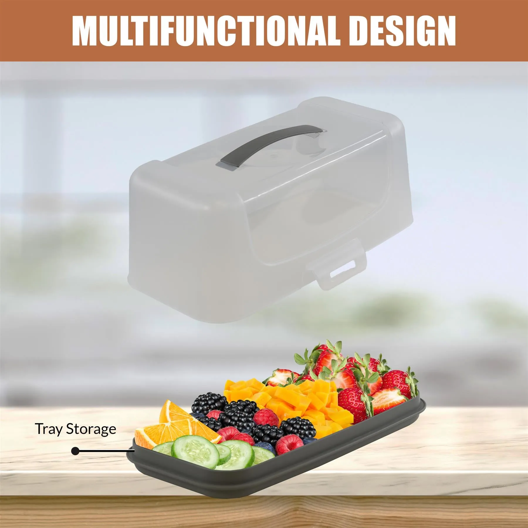 Rectangular Cake Carrier with Handle and Lid