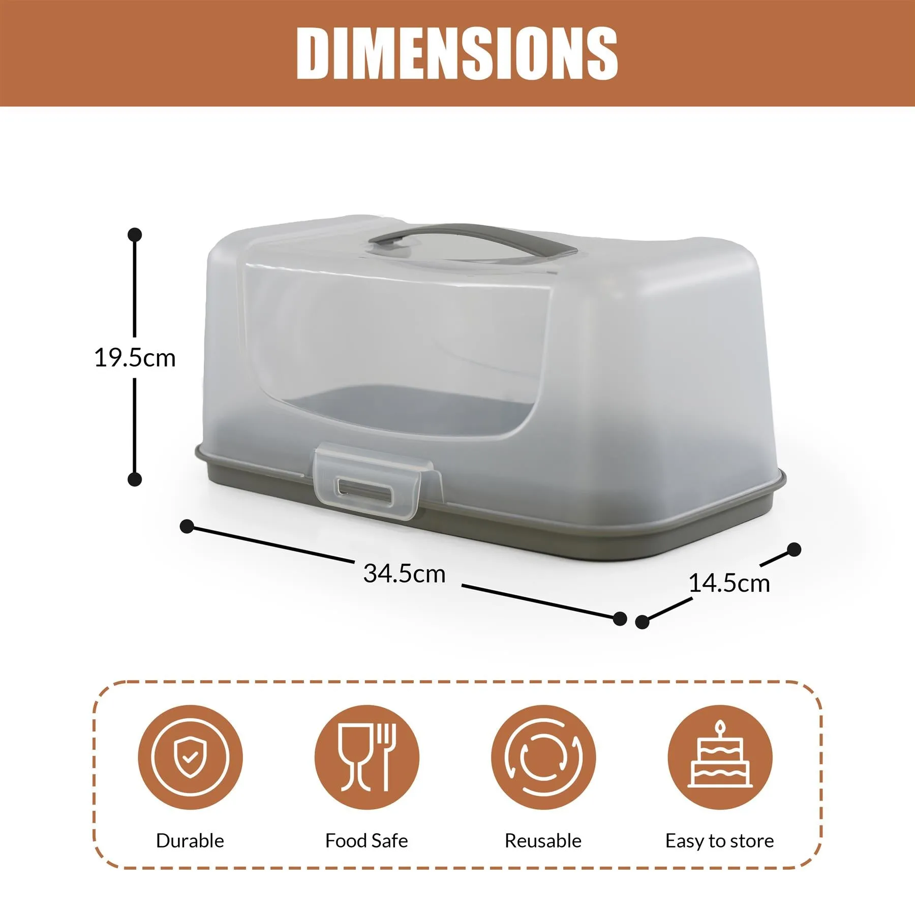 Rectangular Cake Carrier with Handle and Lid