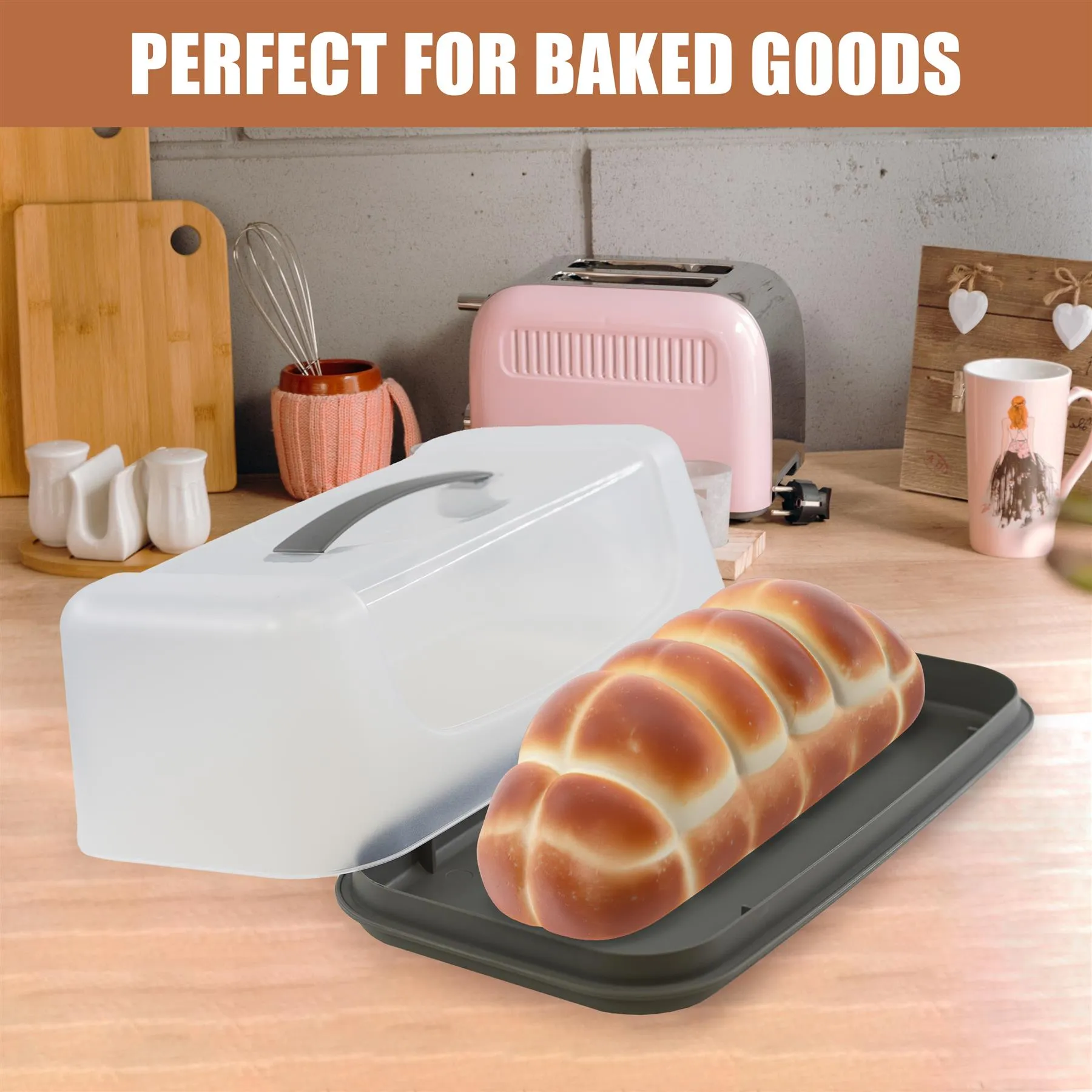 Rectangular Cake Carrier with Handle and Lid