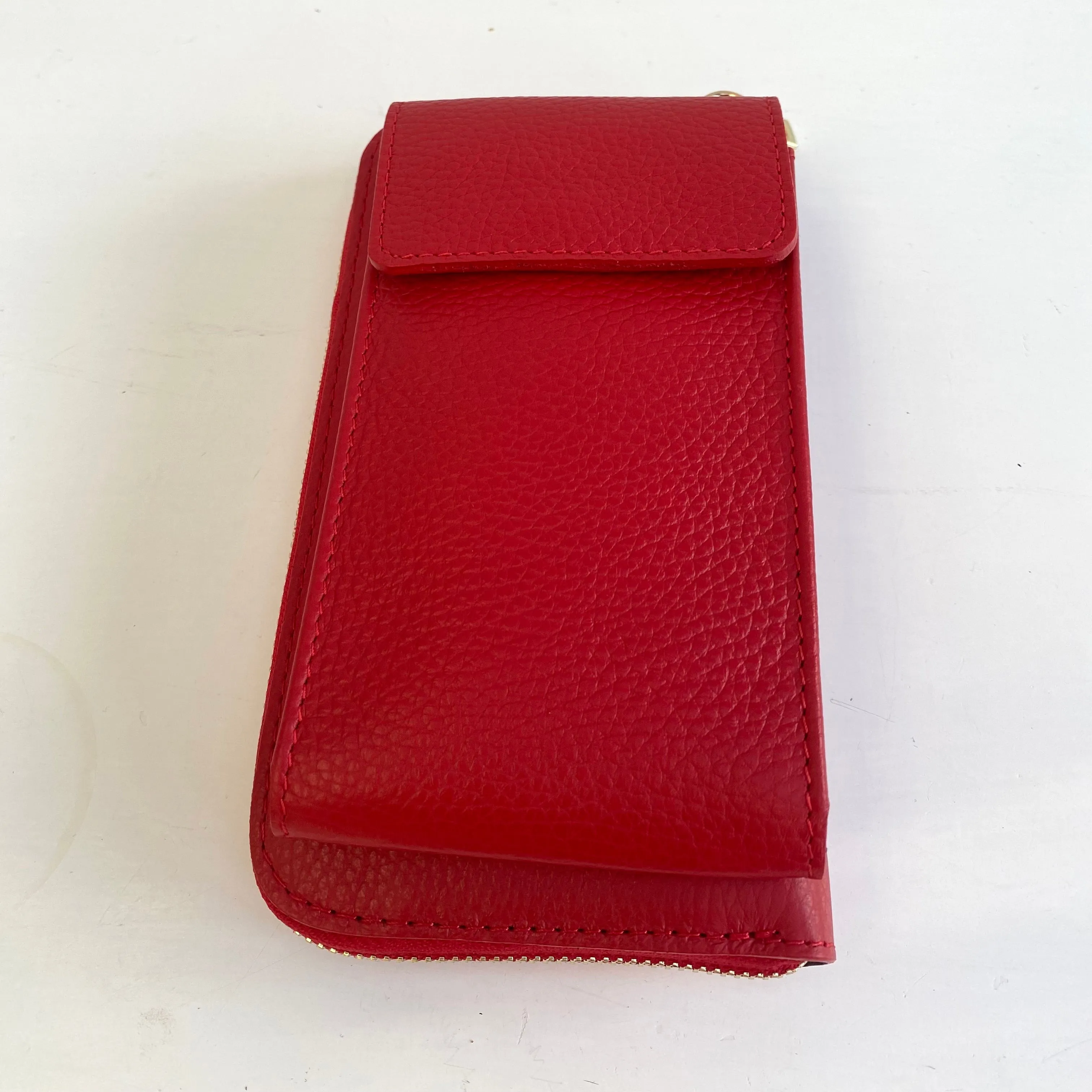 Red Leather Purse / Phone Crossbody