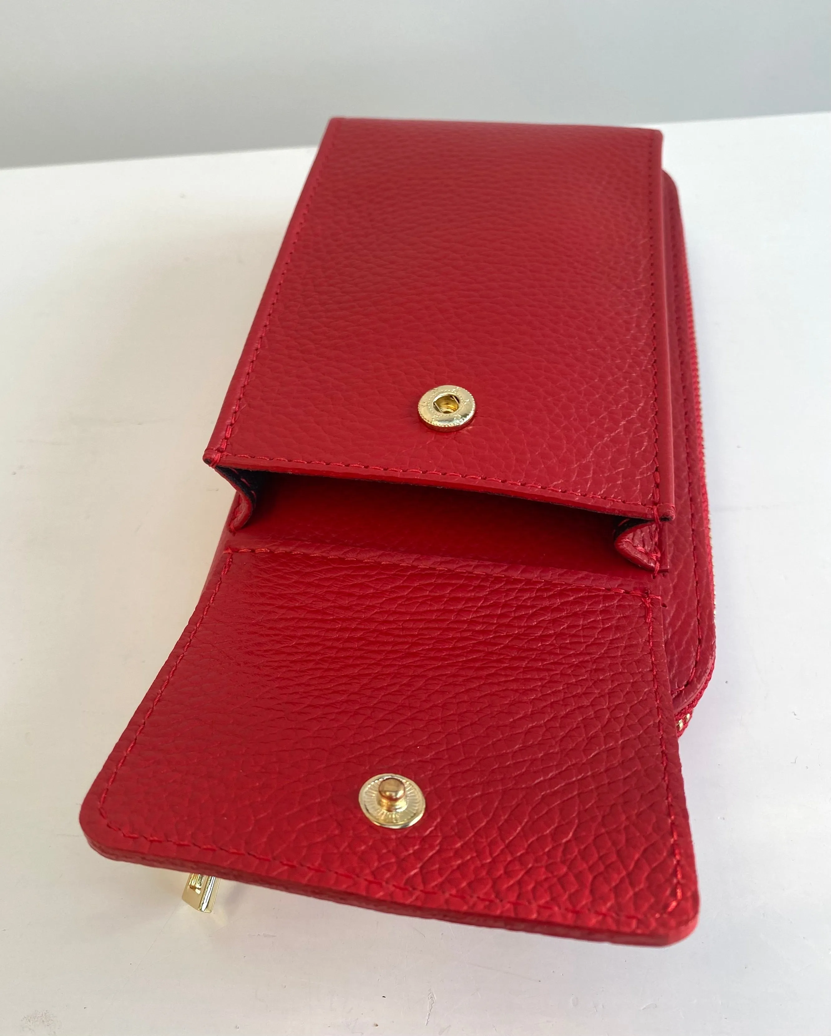 Red Leather Purse / Phone Crossbody