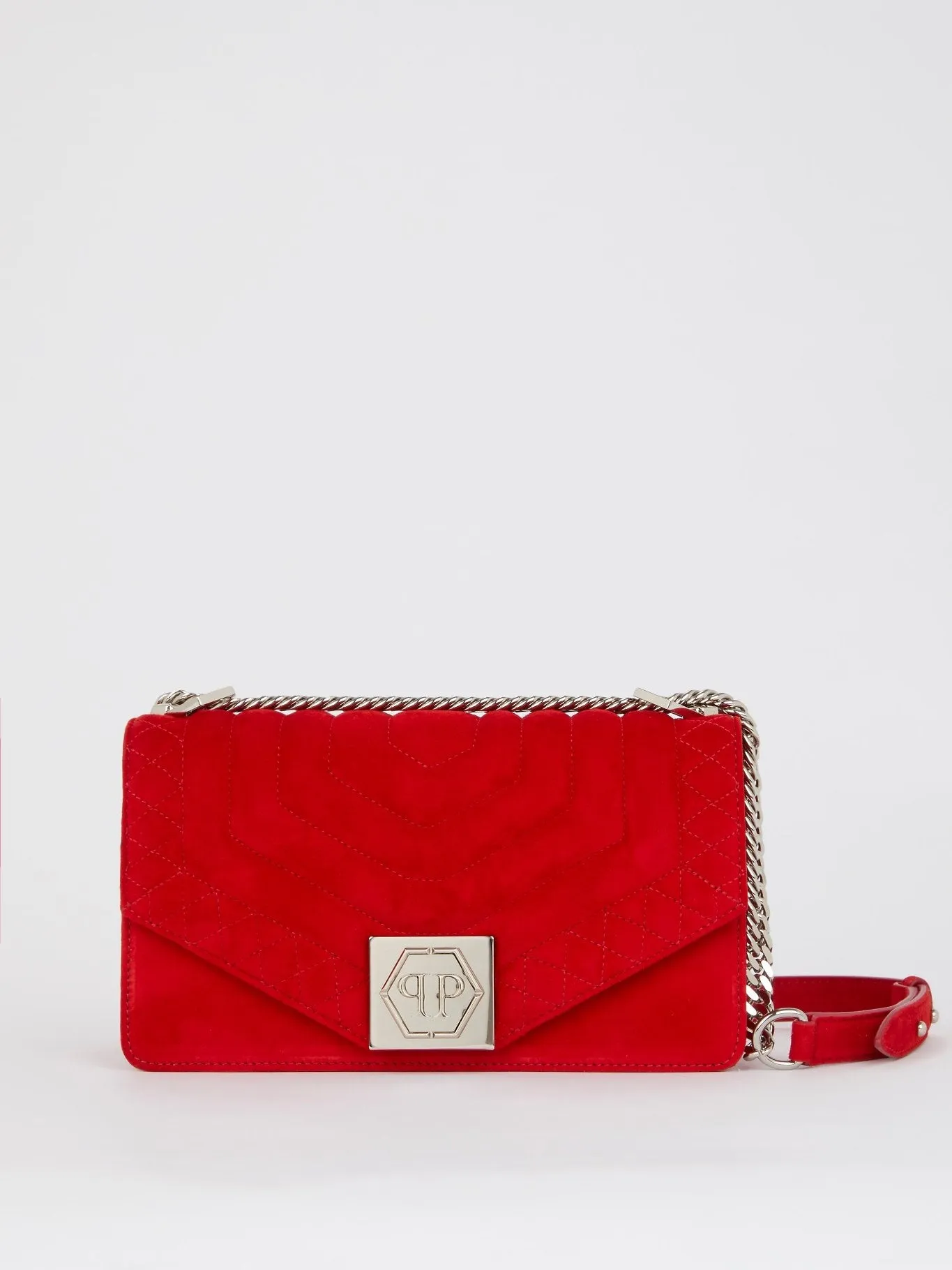 Red Quilted Velvet Shoulder Bag
