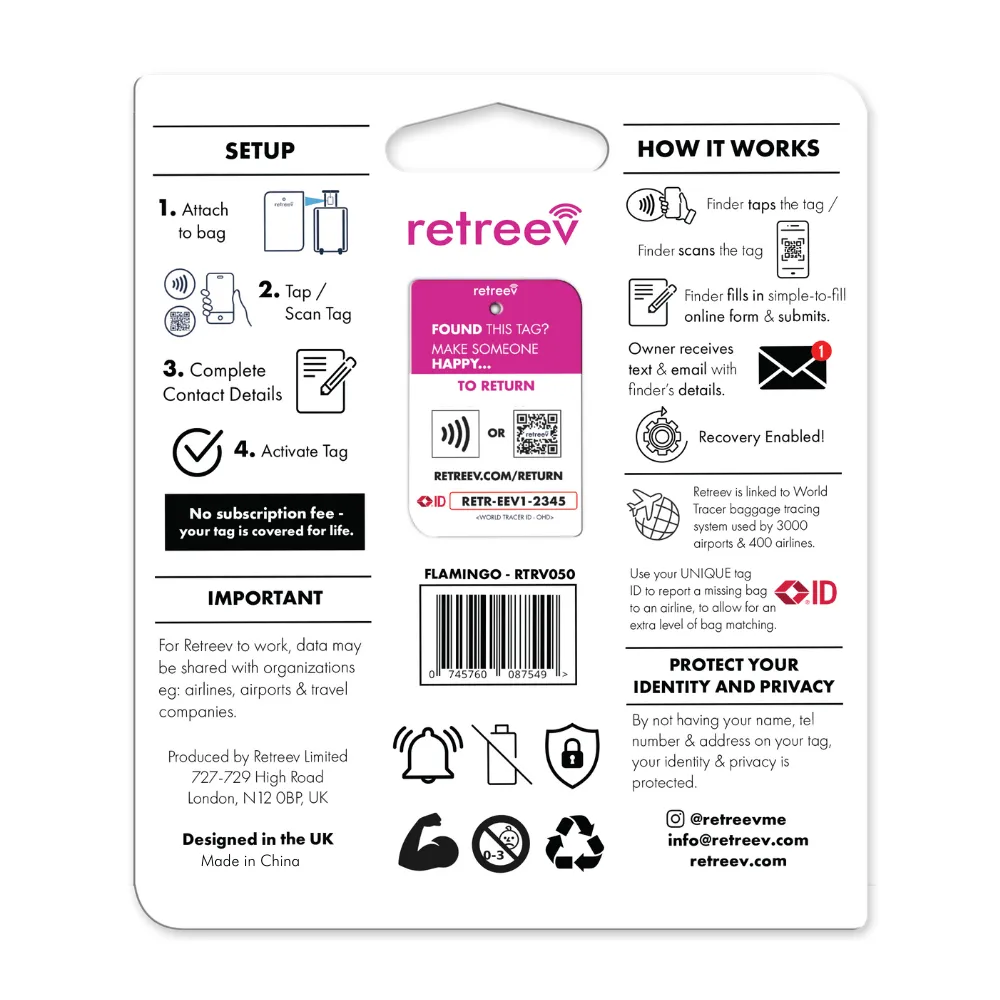 Retreev Smart Tag - Flamingo