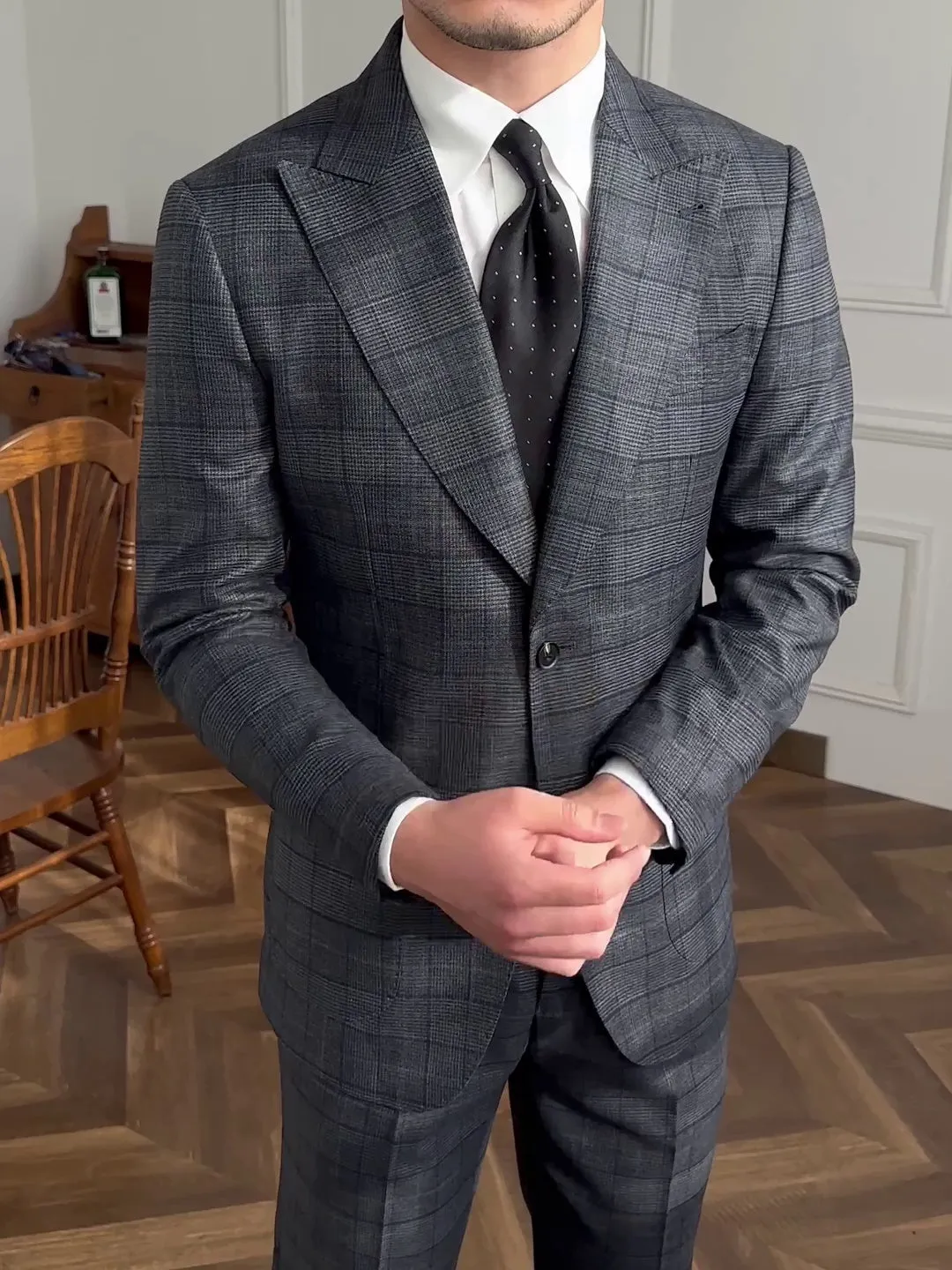 Retro Fashion Prince Plaid Slim Suit Vest